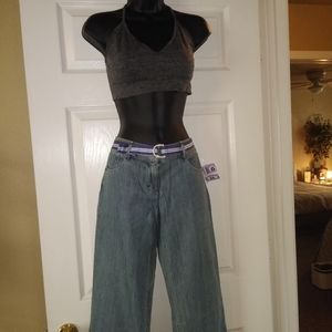 Light wash wide leg denim